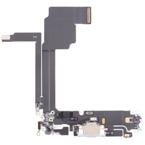 Шлейф с разъемом зарядки и микрофоном для iPhone 15 Pro Max (White Titanium) Оригинал (Разбор)